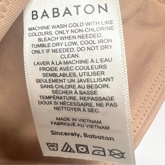 Babaton Contour Aritzia Nude Tan Stretch Short Sleeve Crop Top Women’s Medium - Picture 7 of 9